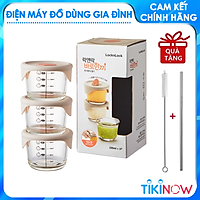 Hộp đựng thức ăn cho bé Lock&Lock có vạch chia 230ml x 3 hộp LLG508S3 - Tặng Kèm Ống Hút Inox Và Cọ Rửa Ống Hút