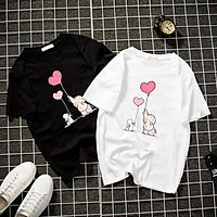 Áo thun Nam Nữ Không cổ VOI VỚI THỎ CIMT-0024 mẫu mới cực đẹp, có size bé cho trẻ em / áo thun Anime Manga Unisex Nam Nữ, áo phông thiết kế cổ tròn basic cộc tay thoáng mát