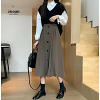 Chân váy công sở dáng dài 5 cúc hàng mới