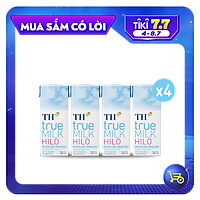 4 Lốc sữa tươi tiệt trùng TH True Milk HILO 180ml (180ml x 4 hộp)