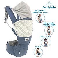 Địu ngồi trẻ em cao cấp siêu mềm - siêu thoáng 4 tư thế Comfybaby CF119HC003 cho bé từ sơ sinh tới 36 tháng có mũ đỡ đầu