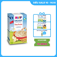 Bột ăn dặm dinh dưỡng Sữa, Hoa quả tổng hợp - Táo, Chuối, Lê, Mơ HiPP Organic 250g
