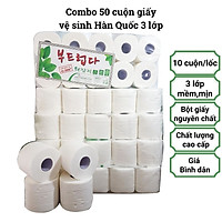 Combo (5 lốc) giấy vệ sinh Hàn Quốc 3 lớp, 10 cuộn/ lốc