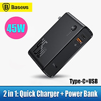 Baseus GaN Power Bank 10000mAh 2 in 1 USB Charger 45W PD Fast Charging Battery For iP 11 Pro MacBook Pro Laptop