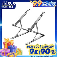 VINETTEAM Giá Đỡ Laptop Nhôm N8 Màu Bạc Thiết Kế Thông Minh 2 Tầng Điều Chỉnh Độ Cao, Gấp Gọn Và Tản Nhiệt Cho Laptop, Surface, Ipad, Macbook Cho Máy Từ 12~17inch - Hàng Chính Hãng