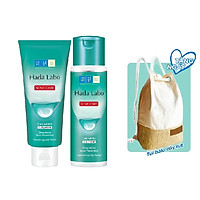 Bộ sản phẩm cho da mụn, nhạy cảm Hada Labo Acne Care Calming (Kem rửa mặt 80g + Dung dịch dưỡng 170ml) + Tặng Balo túi rút xinh xắn