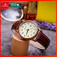 Đồng hồ nữ julius Hàn Quốc JA-508LC dây da có lịch ngày (Nâu)