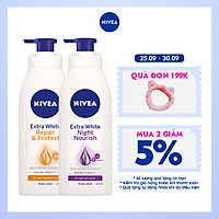 Bộ đôi chăm sóc phục hồi da Sữa Dưỡng Thể Dưỡng Trắng NIVEA Ban Ngày Giúp Phục Hồi & Chống Nắng SPF30 (350ml) - 88311 & Sữa Dưỡng Thể Dưỡng Trắng NIVEA Giúp Phục Hồi & Săn Da Ban Đêm (400ml) – 88126