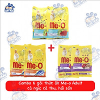 Combo 6 Gói Thức Ăn cho mèo lớn Me-O Adult 350gr (3 Vị)