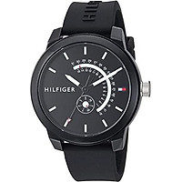 Tommy Hilfiger Men's Denim Quartz Watch with Silicone Strap, Black, 19.4 (Model: 1791483)