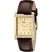 Seiko Men's SUP896 Gold-Tone and Brown Leather Solar-Power Dress Watch