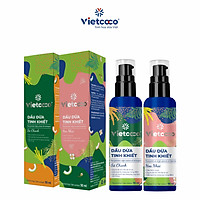 COMBO 02 CHAI DẦU DỪA TINH KHIẾT MỸ PHẨM VIETCOCO 90ML HOA NHÀI VÀ SẢ CHANH