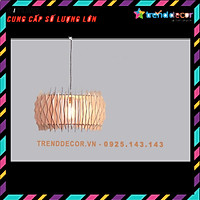 Đèn gỗ thả trần CAO CẤP hiện đại sang trọng 60x20cm chất liệu gỗ trang trí cho phòng khách nhà căn hộ decor nhà quán cf