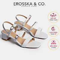 Giày sandal cao gót Erosska thời trang mũi vuông phối dây quai mảnh cao 3cm EB018