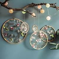 Mesh Embroidered Hoop Ornaments With Flower Pattern Wedding Decoration Display Stand Ornaments Bedroom Pendant