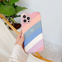 Ốp lưng dẻo chống sốc dành cho iPhone 11/11 Pro/ 11 Pro Max, 12, 12 Pro/ 12 Pro Max mẫu trái tim cầu vồng