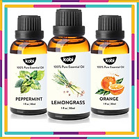 Combo 3 Tinh Dầu Kobi Nhập Khẩu Ấn Độ: Tinh Dầu Sả Chanh (30ml) + Tinh Dầu Bạc Hà (30ml) + Tinh Dầu Cam Ngọt (30ml) - Tinh Dầu Thiên Nhiên Nguyên Chất, Giúp Giảm Stress, Xua Đuổi Côn Trùng Và Khử Mùi Hiệu Quả, Thích Hợp Dùng Với Đèn Xông Và Máy Khuếch Tán