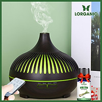 Combo máy khuếch tán/ máy xông tinh dầu Lorganic Giọt Nước Sọc FX2073 (Có remote) + tinh dầu sả chanh Lorganic 10ml/ Phun sương sóng siêu âm/ Thích hợp xông phòng 15-40m2.