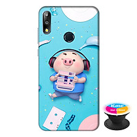 Ốp lưng điện thoại Asus Zenfone Max Pro M2 hình Heo Con Nghe Nhạc tặng kèm giá đỡ điện thoại iCase xinh xắn - Hàng chính hãng