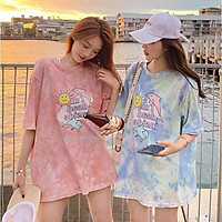 ÁO TIE DYE LOANG MÀU XANH HỒNG I’M DEAD INSIDE HÌNH CÁ HEO