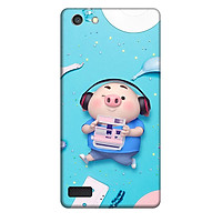 Ốp lưng nhựa cứng nhám dành cho Oppo Neo 7 in hình Heo Nghe Nhạc