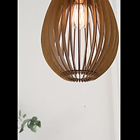 Đèn gỗ thả trần CAO CẤP hiện đại sang trọng 26X48cm chất liệu gỗ trang trí cho phòng khách nhà căn hộ decor nhà quán cf