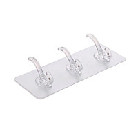 6 Hooks Transparent Strong Self Adhesive Door Wall Hangers Hooks Suction Heavy Load Rack Cup Sucker for Kitchen Bathroom