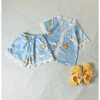 Bộ Ngủ Pijama Lụa Satin Tay Ngắn Siêu Xinh Cho Bé Gái