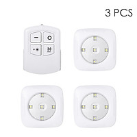4.5v 1W 5LED Square Puck Light 3 Pack with Remote Controller Wireless Touch Sensor Control Night Lamp Brightness