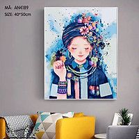 Tranh tô màu theo số Cô gái dân tộc AN4189