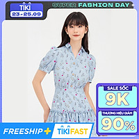 Đầm dáng xòe GUMAC DB741 sơ mi nhún eo