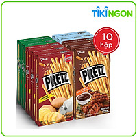 Combo 10 Hộp Snack Que Pretz Nướng Giòn 4 Vị