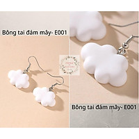 Bông tai bạc hình đám mây trắng - E001