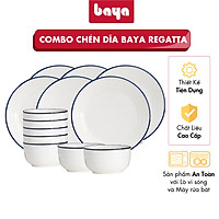 Bộ 6 Chén Bát Và 6 Đĩa Sứ Họa Tiết Retro BAYA REGATTA Chất Liệu Sứ Cao Cấp, Bề Mặt Nhẵn Mịn, Dễ Dàng Vệ Sinh 6000251