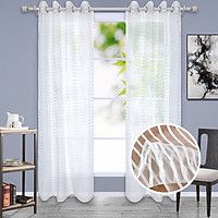 Mesh Curtain With White Stripes 140x240cm Translucent Window Screen Cover Accessories