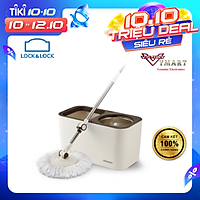 Bộ Lau Nhà Xoay Tay Lock&Lock Dual Bucket Spin Mop ETM478 ( thùng giặt , cây , 2 bông lau)