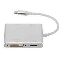 4in1 USB C Loại C Sang DVI HDMI VGA 1080P USB3.0 USB-C Dây Cáp Adapter