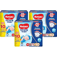 Combo 3 Gói Tã Dán Sơ Sinh Huggies NB74 (Dưới 5kg) - Gói 74 Miếng - Tặng 10 miếng