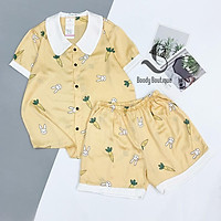 Bộ Ngủ Lụa Satin Đùi Cao Cấp - Babi mama - Bộ Mặc Nhà Pijama BP03
