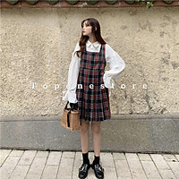 Váy yếm caro babydoll bánh bèo tiểu thư siêu xinh - Đầm caro dáng xòe nữ tính