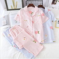 Pijama sau sinh thô đũi, đồ bộ mặc nhà ngắn tay mặc hè cực mát Azuno AZ2993