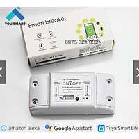 Công Tắc Thông Minh Wifi - Wifi Smart Breaker, Làm việc với App Smart Life, Tuya, Điểu Khiển Thiết Bị Từ Xa Bằng Điện Th