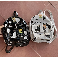 Balo mini bò sữa da bóng 2 màu trắng,đen