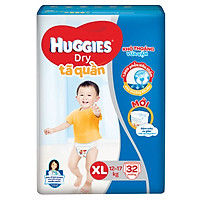 Tã Quần Huggies Dry XL32 (32 Miếng) - Bao Bì Mới