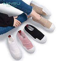 Giày Lười Nữ Kiểu Dáng Thể Thao Cổ Chun MINSU M2804, SlipOn Bata Hàn Quốc Cổ Chun Dành Cho Các Bạn Nữ Thích Tối Giản