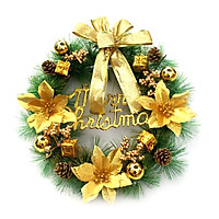 Christmas Wreath With Led String Light Garland Merry Christmas Front Door Wreath Artificial Plants Flower Wall Window