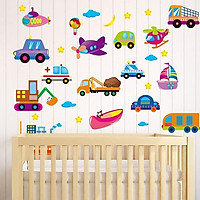 Decal dán tường phương tiện giao thông ngộ nghĩnh cho bé XL2008