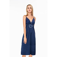 Dreamy-VD01-Váy ngủ lụa cao cấp, váy ngủ nữ, váy ngủ 2 dây, váy ngủ gợi cảm, váy ngủ sexy, đầm ngủ lụa mặc nhà hai dây dáng dài phối ren có 4 màu trắng, đen, xanh đen và đỏ đô