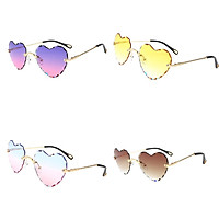 4x Heart Frame Rimless Sunglasses Retro Designer Party Tinted Lens Eyewear