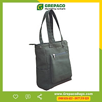 Túi Tote Nữ Vải Canvas Thời Trang Hàn Quốc Màu Xanh Rêu Kiểu Đeo Vai Có Khóa Kéo Nhiều Ngăn Phụ Trong Ngoài Đựng Laptop. Macbook, Phụ Kiện Chống Sốc